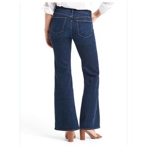 GAP Authentic Flare High-Rise Button-Fly Dark-Wash Blue Denim Boot-Cut Jeans